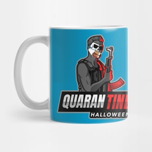 Quarantine Halloween (masked skull face with machine gun) Mug